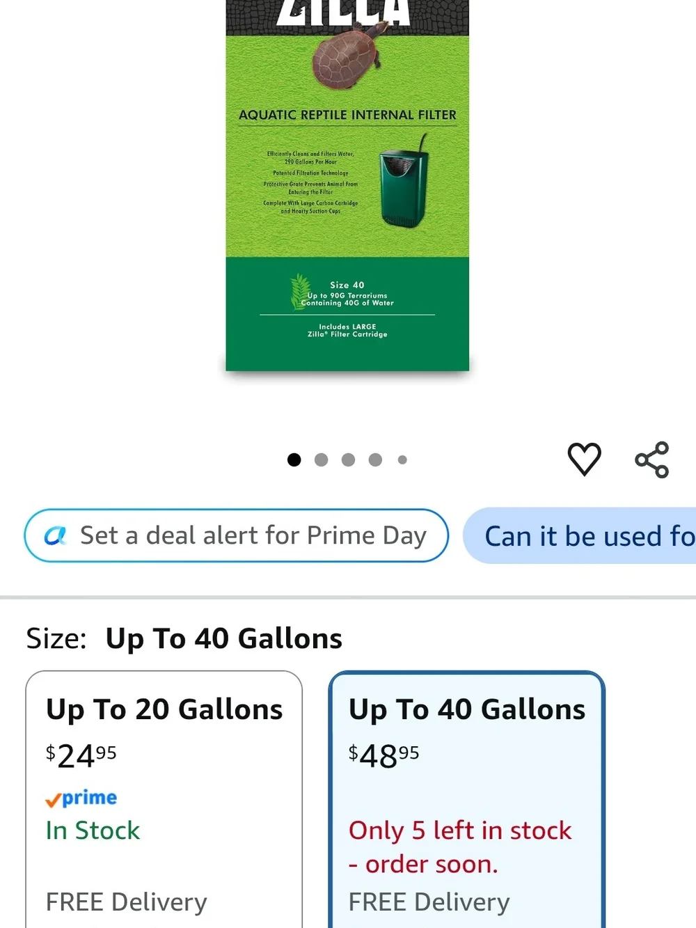 Zilla 40 Gallon Reptile Filter  With 2 Replacement Filter Cartridges- Large